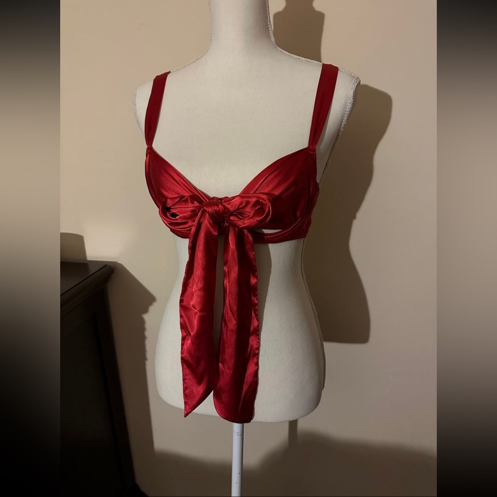 Red Victoria’s Secret Satin Holiday Bow Bra